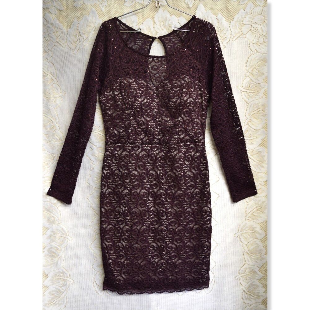 Sequin Hearts Womens Sz 13 Y2K Tight Lace Clubwear Going Out Dress Corset Back